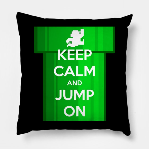 KEEP CLAM AND JUMP ON Pillow by steven__________