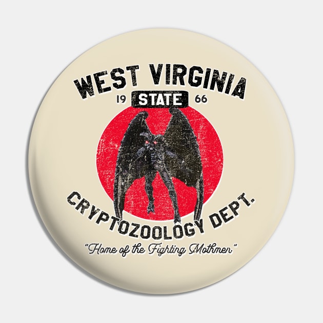 Mothman and West Virginia State, distressed Pin by MonkeyKing