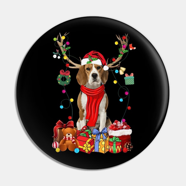 Beagle Reindeer Santa Christmas Color Lights Pin by sueannharley12