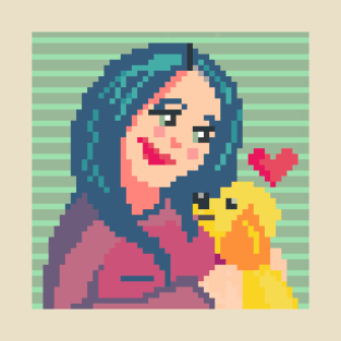 Girl and her dog pixel art T-Shirt