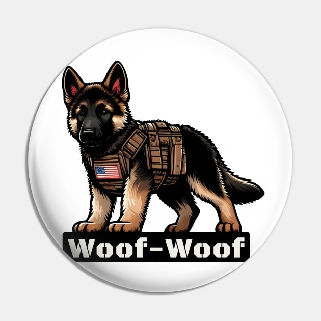 Tactical German Shepard Puppy Pin by Rawlifegraphic