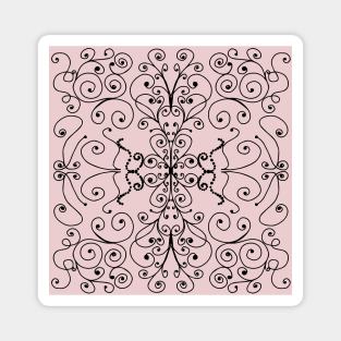 Dusty Pink Swirls and Dots Doodle Graphic Design Magnet