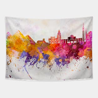 Cairo skyline in watercolor background Tapestry