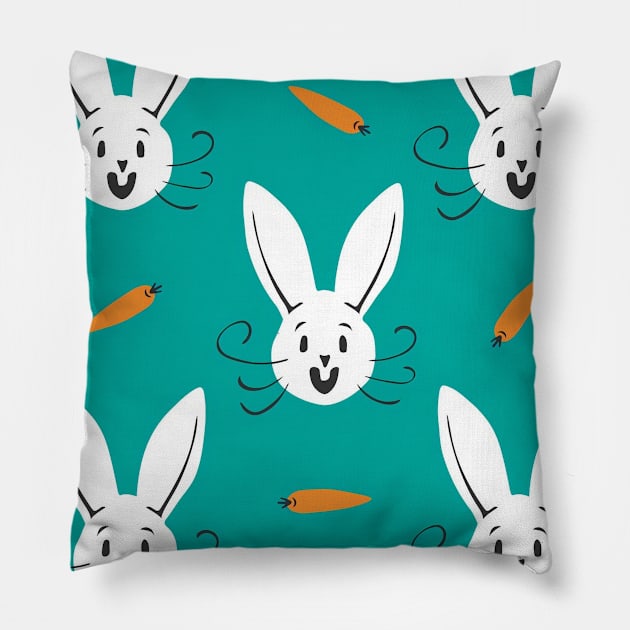 Rabbit and Carrot Design Pillow by iPhone Case Lover