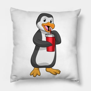 Penguin with Drinking cup with Straw Pillow