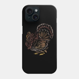 Scratched Lines Stylized Turkey Thanksgiving Phone Case