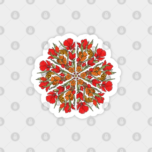 Red Poppy Mandala Magnet by cheriedirksen
