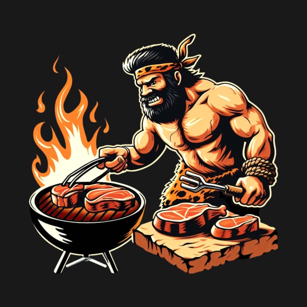 Funny BBQ Caveman by CeeGunn