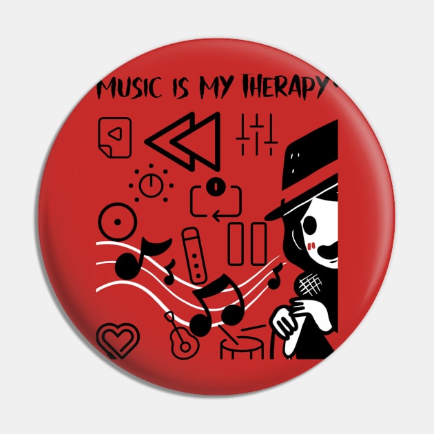 Music is therapy Pin by AntoDesigns