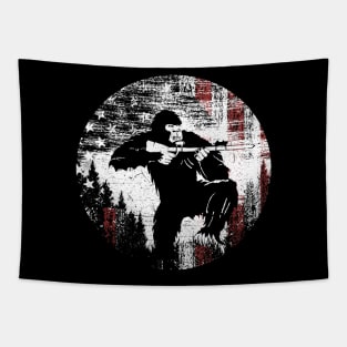 Bigfoot American Flag Hunting Tapestry