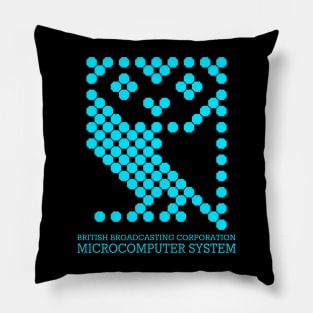 BBC Microcomputer Owl Logo in Cyan Pillow