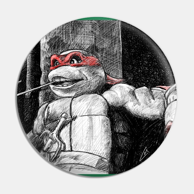 Teenage Mutant Ninja Turtles - Raphael B&W Pin by JebMiao