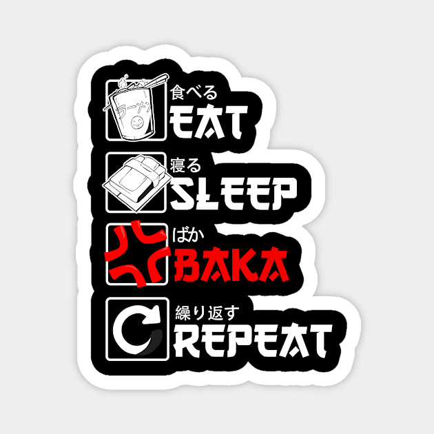 Eat Sleep Baka Repeat - Funny Baka Anime Meme Gift Magnet by Alex21