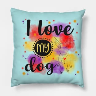 I Love My Dog Line Art Drawing Pillow