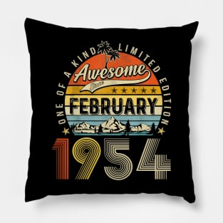 Awesome Since February 1954 Vintage 69th Birthday Pillow