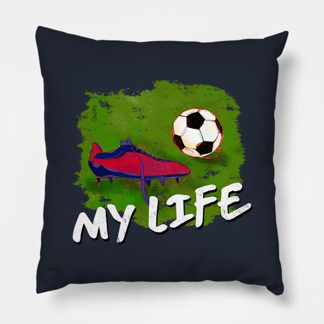 My Life -  soccer Tshirt Pillow by SW10 - Soccer Art