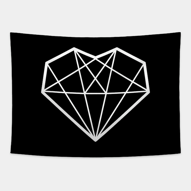 Geometric White Diamond Heart Tapestry by KimVanG