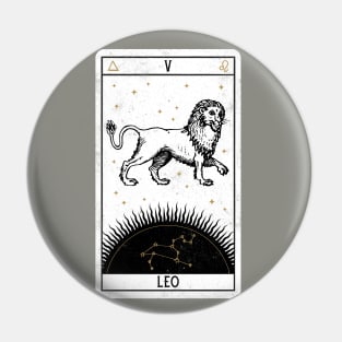 Leo Distressed Goth Tarot Zodiac Sign Pin