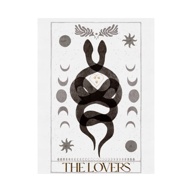 The Lovers Tarot Card Dark Academia Aesthetic Snakes by penandbea