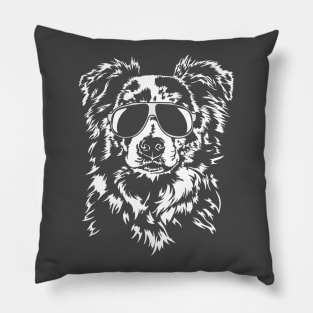 Funny Border Collie with sunglasses Pillow