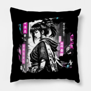 Futuristic Japanese Style Kunoichi Girl Pillow