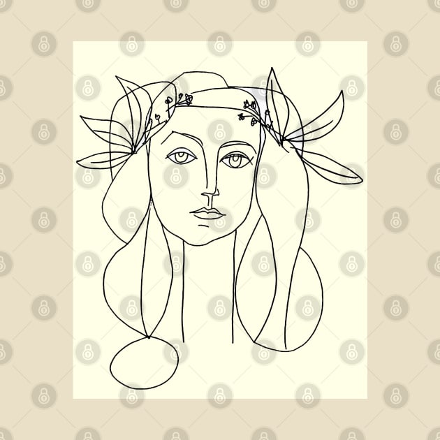 Young Girl Head Sketch Print by posterbobs