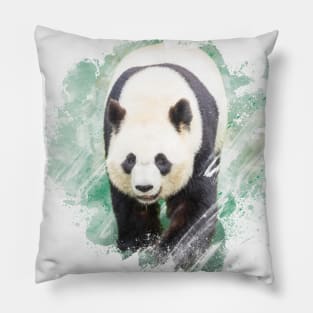 Panda Bear Bamboo Wildlife Animal Nature Forest Watercolor Pillow