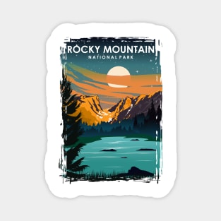 Rocky Mountain National Park at Night Vintage Minimal Travel Poster Magnet