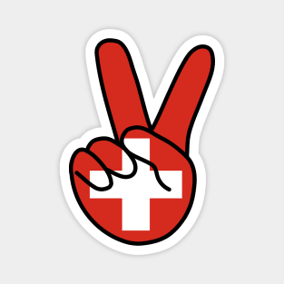 Switzerland Flag V Sign Magnet