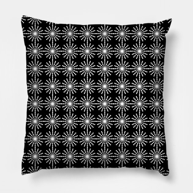 Frosty White Snow Crystals Pillow by OksBPrint