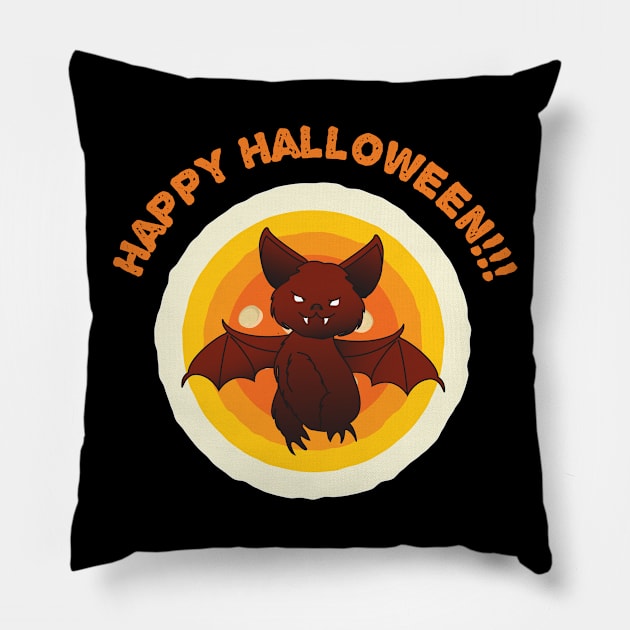 Happy Little Vampire Halloween Pillow by emma17