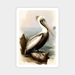 Vintage Pelican Painting Magnet