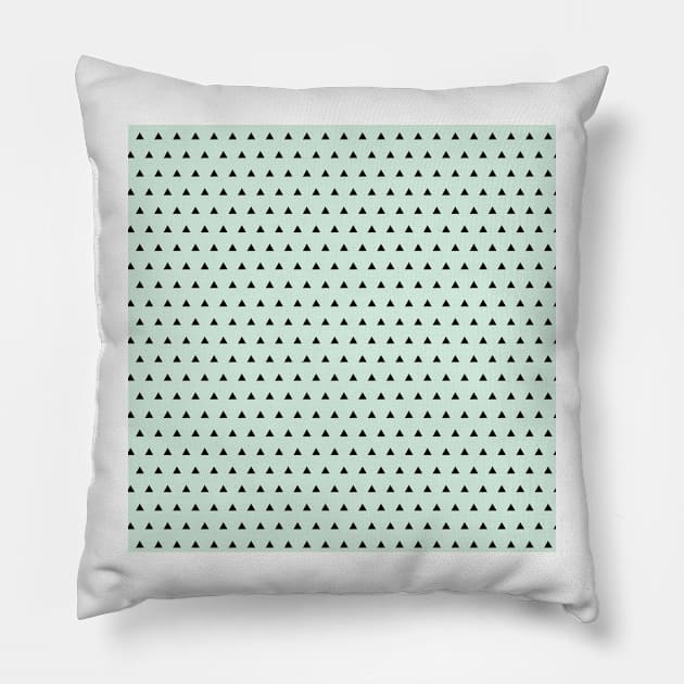 Black triangel in mint blue background Pillow by bigmoments