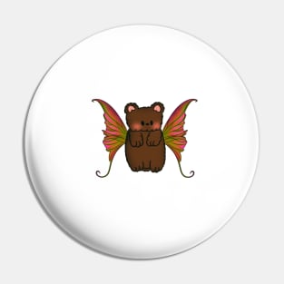 Fairy Bear with orange,pink and green wings Pin