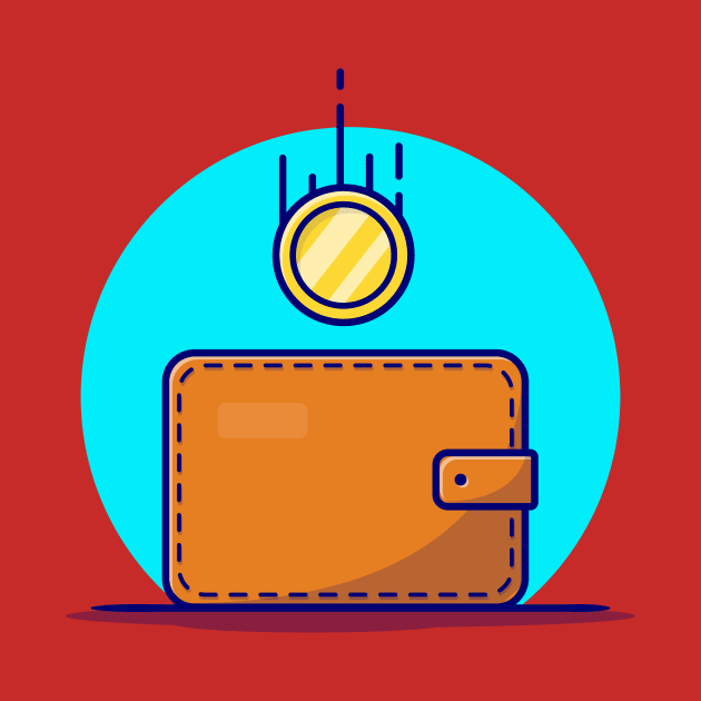 Wallet With Gold Coin Cartoon Vector Icon Illustration by Catalyst Labs