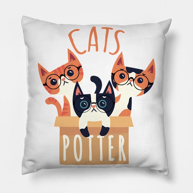 Potter Cats 2 Pillow by TarikStore