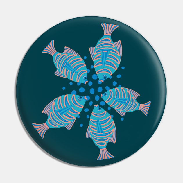 FEEDING TIME Tropical Striped Fish Undersea Ocean Coral Reef Sea Life in Blue Blush Royal Blue - UnBlink Studio by Jackie Tahara Pin by UnBlink Studio by Jackie Tahara