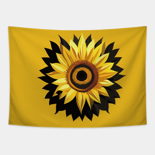 Blooming Sunflower: Floral Generative Art Tapestry by linann945