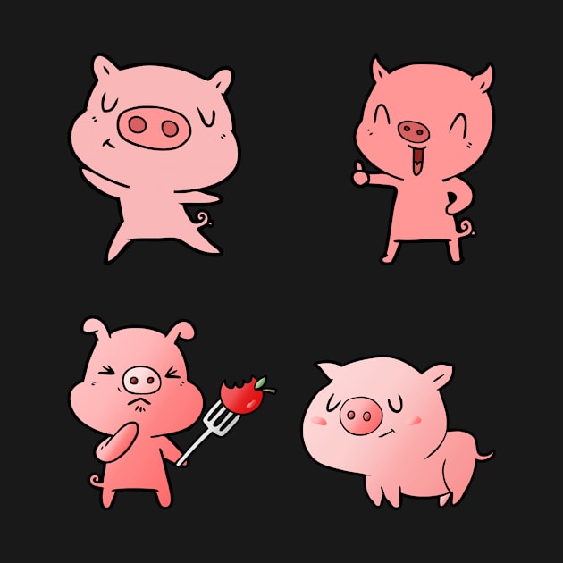 Cute Cartoon Pig Funny Gift by wapix