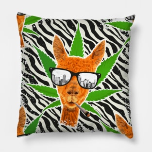 Stoned Llama - Weed Alpaca - Zebra Stripes Pattern - Cannabis 420 Pillow