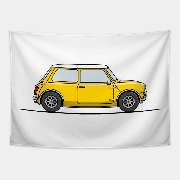 Classic Mini Cooper - Yellow Tapestry by JingleSnitch