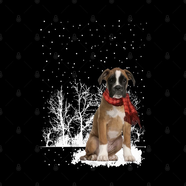 Christmas Boxer With Scarf In Winter Forest by TATTOO project