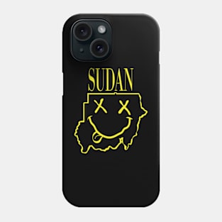Vibrant Sudan Africa x Eyes Happy Face: Unleash Your 90s Grunge Spirit! Smiling Squiggly Mouth Dazed Happy Face Phone Case
