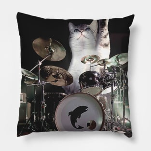 Drumming Drummer Cat Pillow