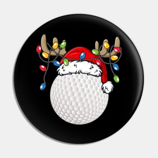 Golf Ball With Santa Hat Reindeer Antlers Christmas Lights Pin