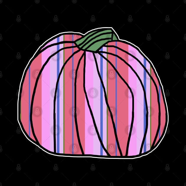 Halloween Horror Pumpkin Blue Pink Stripes by ellenhenryart