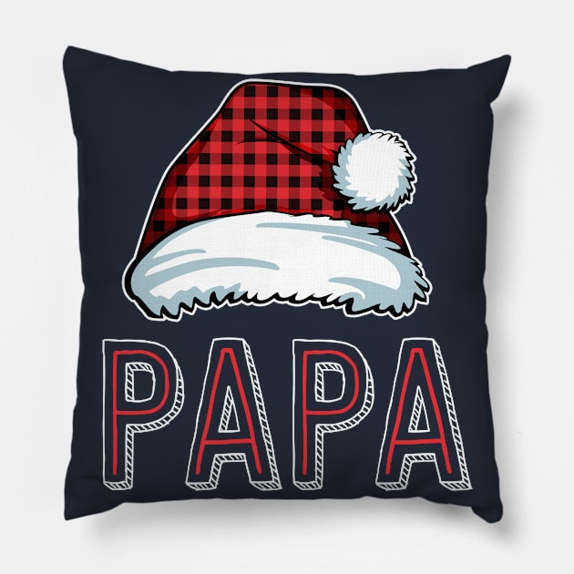 Papa Santa Plaid Red Family Matching Christmas Pajamas Pillow by 14thFloorApparel