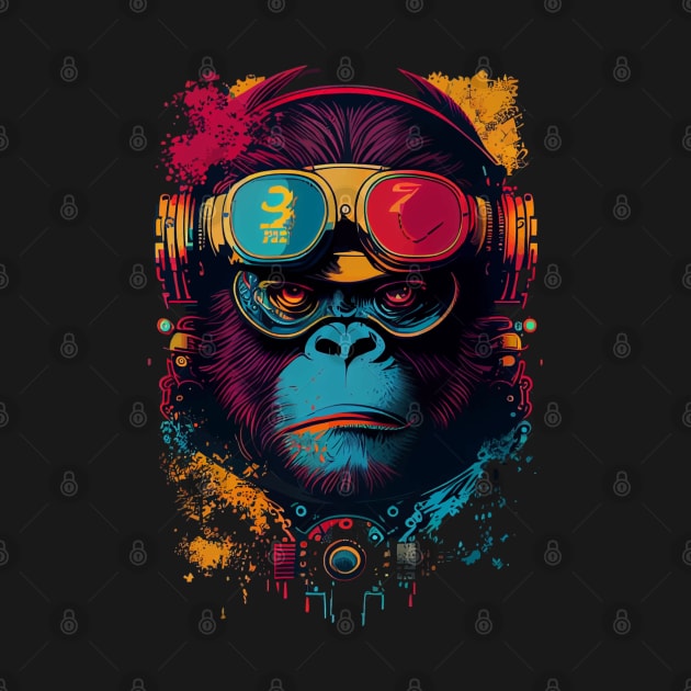 Anime Cyber Ape (Sci-Fi Ape Vintage Retro Future Design Cyberpunk Space Ape) by AlNoah