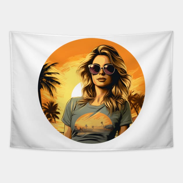 Summer Surfer Girl Tapestry by BarnesPrintHub