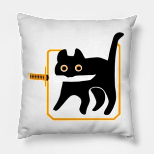 Black cat samurai Pillow